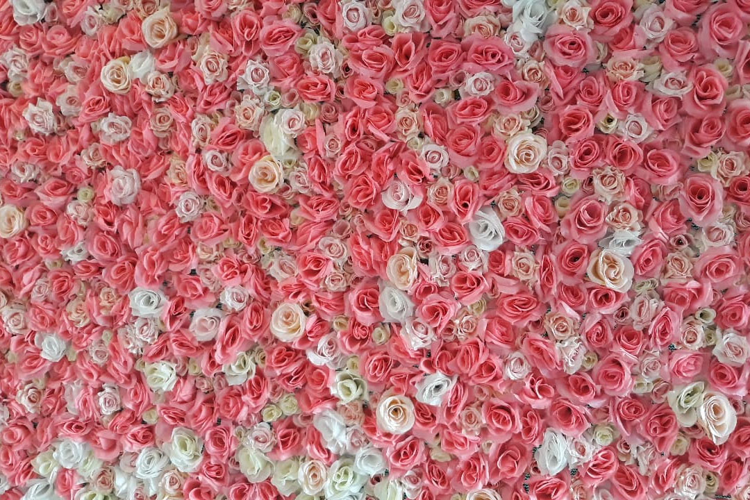 květinová stěna z umělůých růží - příplatkové pozadí